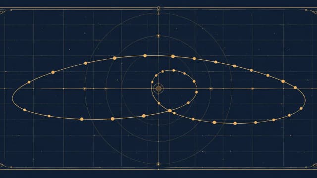 Петля орбиты планеты на фоне звёздной сетки, гравюра латунью